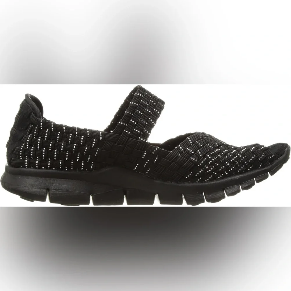 Bernie Mev Girl's Comfi K Mary Jane Flat Sandal | Black/Silver |‎ NEW!!!🖤🩶🖤
